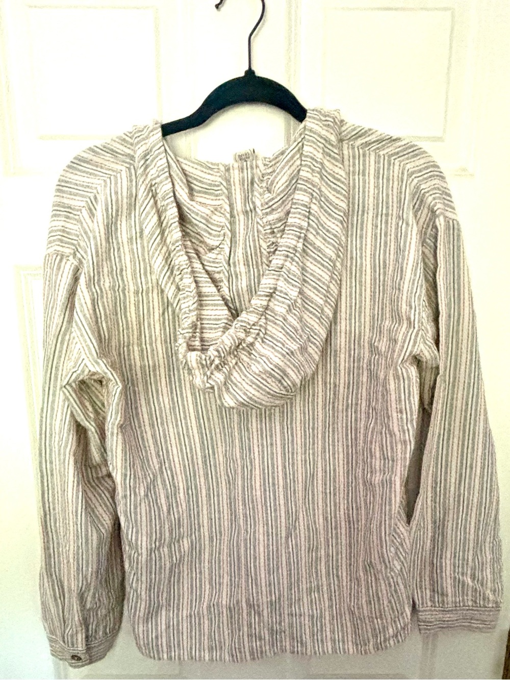 Paper Crane Linen Blend Striped Hooded Pullover Size L - Picture 5 of 6